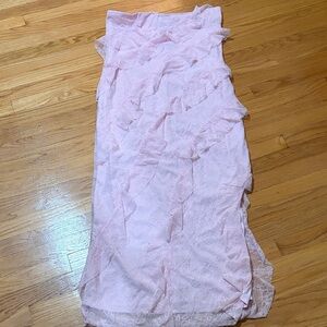 Elegant Pink Ruffled Lace Dress